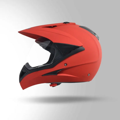 Studds helmet FULL- FACE MOTOCROSS PLAIN WITH VISOR - MATT RED Size-580 Size-L