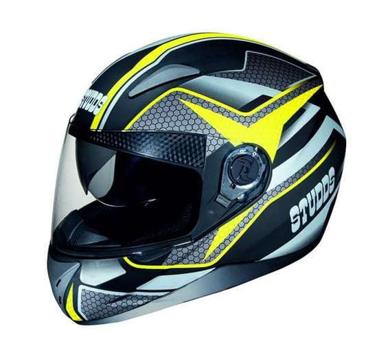 Studds helmet FULL- FACE SHIFTER D8 DECOR - N5 (YELLOW) Size-580 Size-L