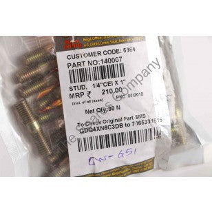 STUD, 1/4"CEI X 1"
