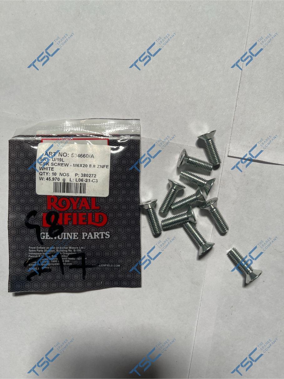 CSK SCREW - M6X20 8.8 ZNFE WHITE