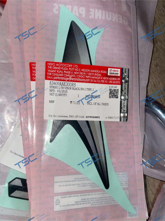 STRIPE L FR VISOR BLACK NH 1 TYPE 1