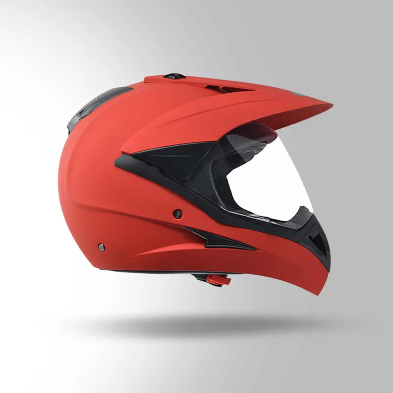 Studds helmet FULL- FACE MOTOCROSS PLAIN WITH VISOR - MATT RED Size-580 Size-L